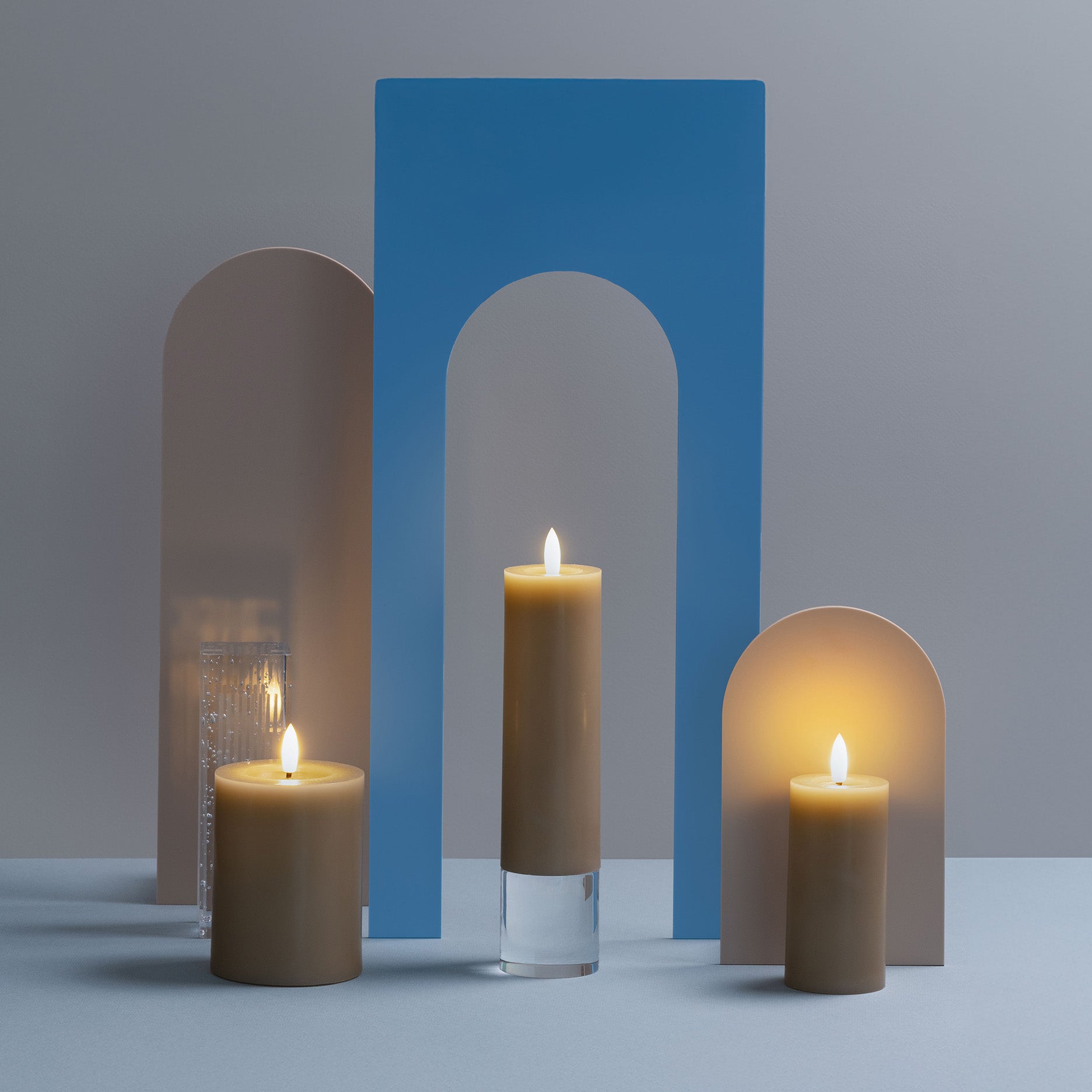 LED pillar candle 7,4x10 cm sand